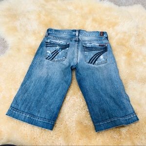 7 for all mankind dojo distressed capri jeans pant denim knee length mom shorts